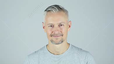 Middle Age Man Saying Yes , By shaking head,Young,,,,