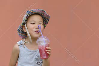 Kid drinking cold drink