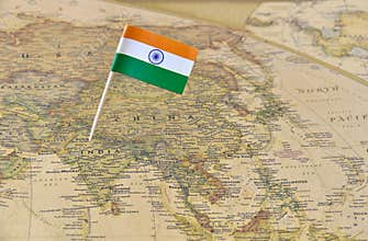 India flag pin on map