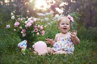 First birthday celebration on a warm summer evening