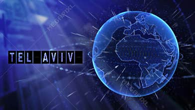 3d animated planet earth with the city of Tel Aviv