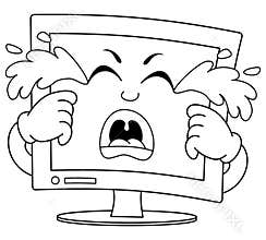 Coloring Sad Crying Computer Monitor