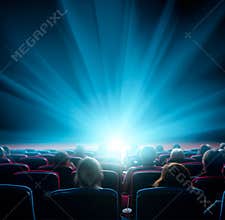 Viewers watch shining light in the cinema