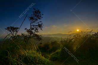 Beautiful sunrise at little Adams peak in Ella, Sri Lanka