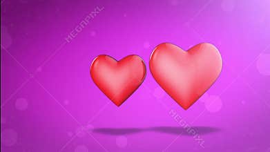 Two lovers hearts. Happy Valentine`s Day. 3D animation.