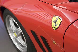 Logo of Ferrari on sport car f