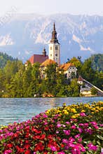 Bled, Slovenia. Island in the middle of the lake with church