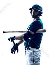 Man baseball player silhouette isolated