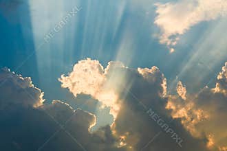 Sun rays in the clouds