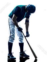 Man baseball player silhouette isolated