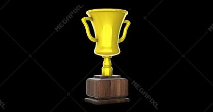 Looped video of a rotating gold cup.