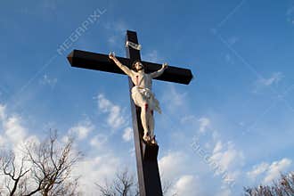 Life Size crucifix behind the Franco American School