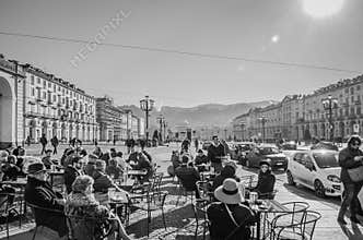 Coffee break, Turin, Torino, Italy, blackandwhite, Italian people