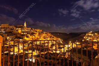 ARCHITECTURE AND BUILDINGS.Sassi di Matera: Christmas Night.ITALY (Basilicata)