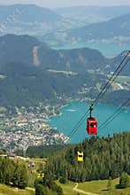 Aerial view of the lake St. Wolfgang, Austria