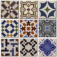 Vintage retro ceramic tile pattern set collection 001