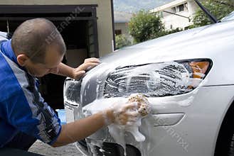 Washing the car