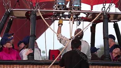 Staffs preparing hot air balloons