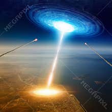 Aliens spaceship hits big town near sea, aliens invasion