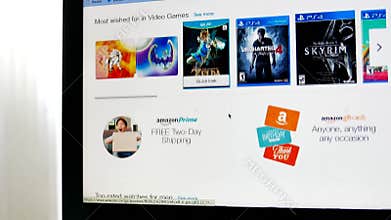 Close up man browsing on amazon