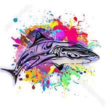 Abstract creative illustration with Abstract image of a shark logo