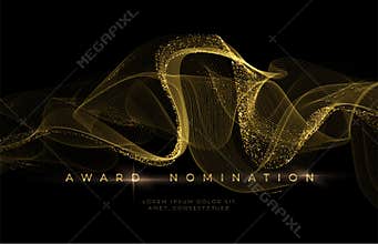 Awards ceremony Luxurious black background with golden glitter waves. Award Nomination Background. Vector illustration