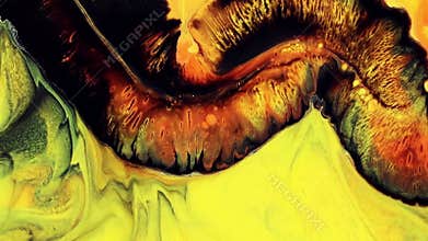 Fluid art painting footage, modern acrylic texture with flowing effect. Liquid paint mixing artwork with splash and