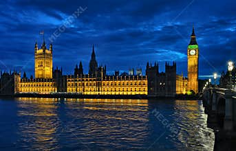 Palace of Westminster London England UK at night
