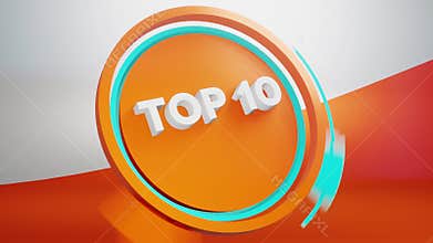Animation of the words top ten on abstract background