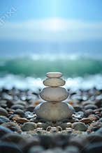 Zen rocks on the beach