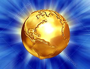 Golden earth with abstract background