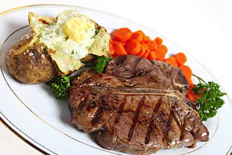 T-bone steak dinner