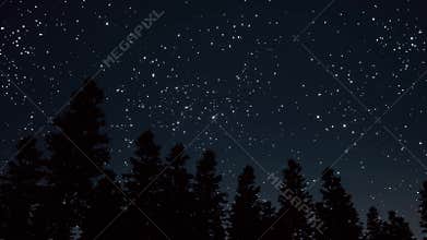 Night starry sky scene 3d realistic footage