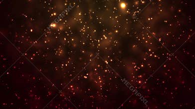 Gold luminous bokeh particles