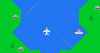 Retro vintage arcade console shooter game