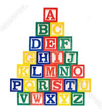 Wooden Alphabet Blocks isolated on white background