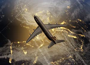 Airplane flying above Europe