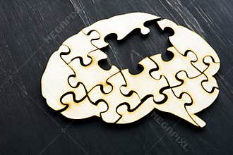 Alzheimers disease concept. Brain from  puzzles without one