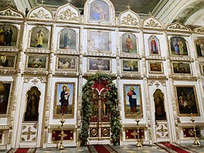 Kyshtym, Russia, January, 15, 2020. Iconostasis of the Cathedral of the Nativity of Christ in Kyshtym, Chelyabinsk region