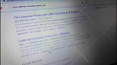 Searching on Google about CCPA California Consumer Privacy Act