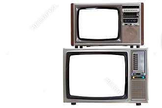Vintage television with cut out screen on Isolated background
