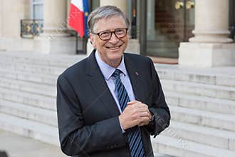 PARIS, FRANCE - APRIL 16, 2018 : Bill Gates at the Elysee Palace