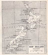 Vintage map of New Zealand Industries 1900s
