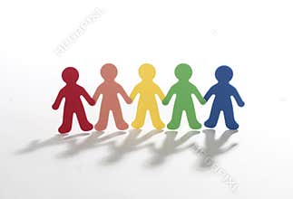 Color paper people doing teamwork