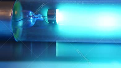 Blue neon uv bulb. Ultraviolet antibacterial bactericidal quartz medicine lamp, air disinfection and purification