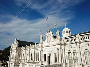 Penang City Hall under blue sky.