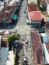 Aerial view junction at Armenian Street and Beach Street.