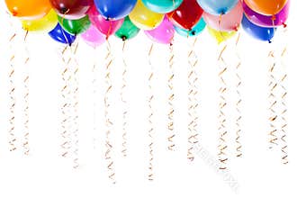 Colourful balloons filled with helium isolated