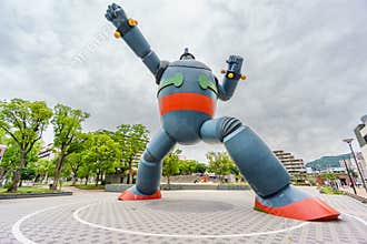 Tetsujin-28-go statue wide angle view