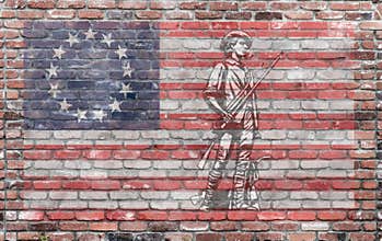 Birth of a Nation American flag and minuteman
